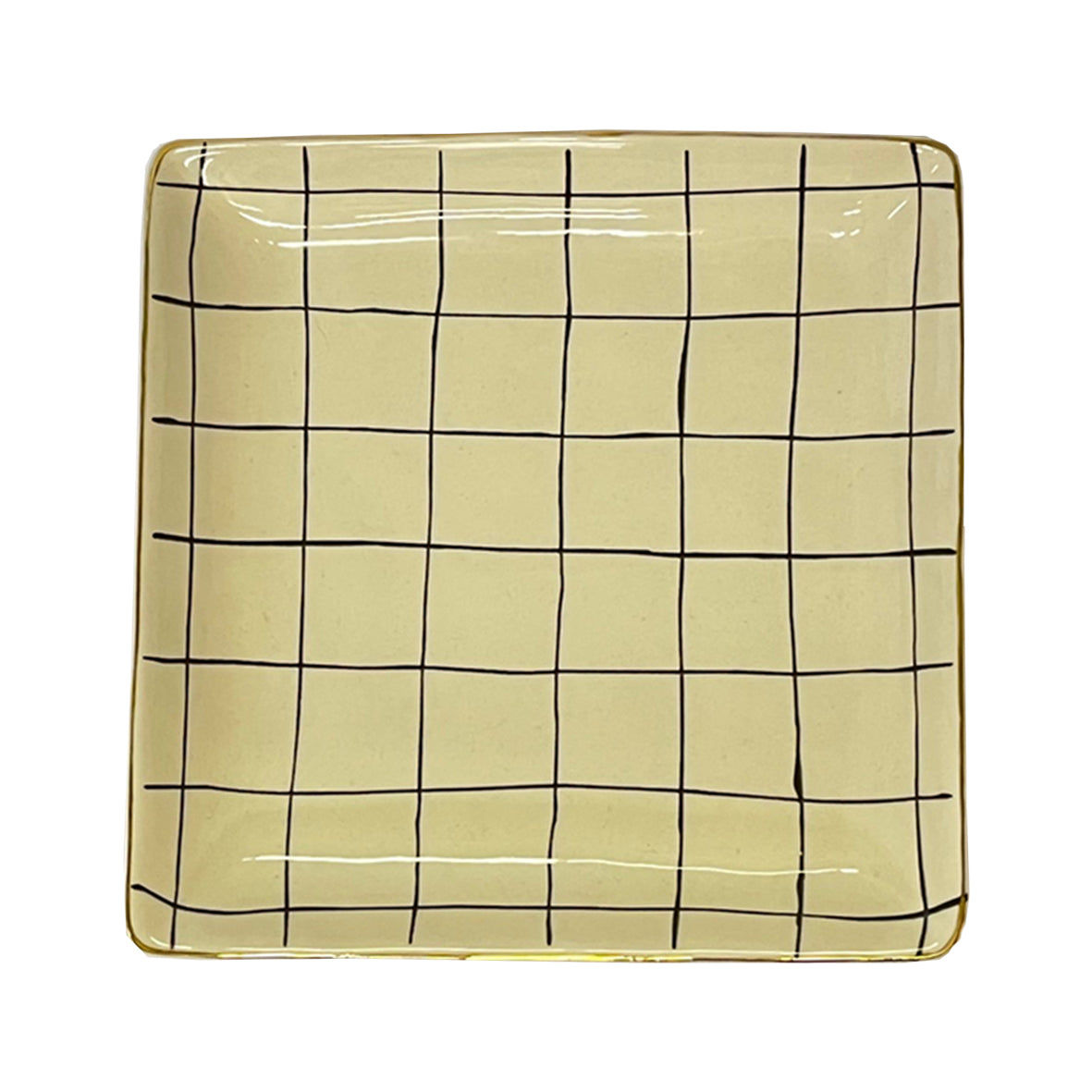 Carton of 6 x Gold Rim Grid Square Platters @ R70 per Platter