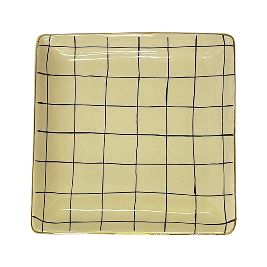 Carton of 6 x Gold Rim Grid Square Platters @ R70 per Platter